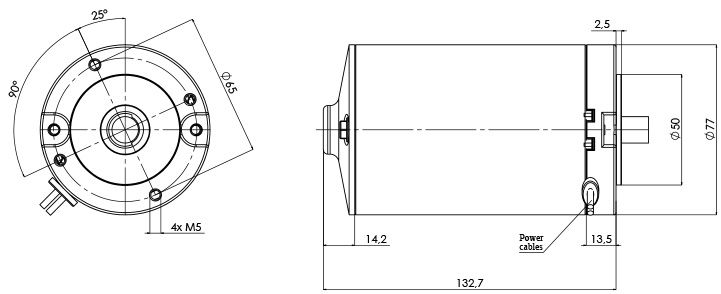 Disegno tecnico M-77 Motore elettrico CC Diametro 77- Elvi